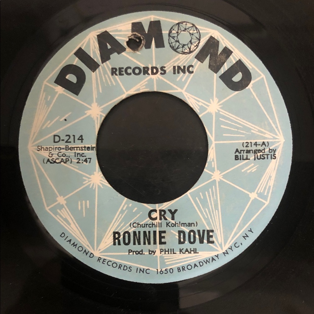 Ronnie Dove Cry/Autumn Rhapsody Vinyl 45 Record
